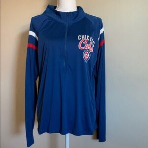 Chicago Cubs Mock Neck Quarter Zip Long Sleeve Jersey
